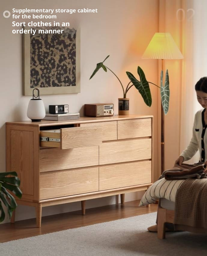 Oak Solid Wood Five-Drawer Chest