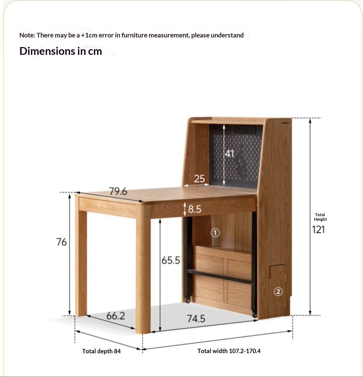 Oak Solid Wood Telescopic Dining Table Sideboard Integrated