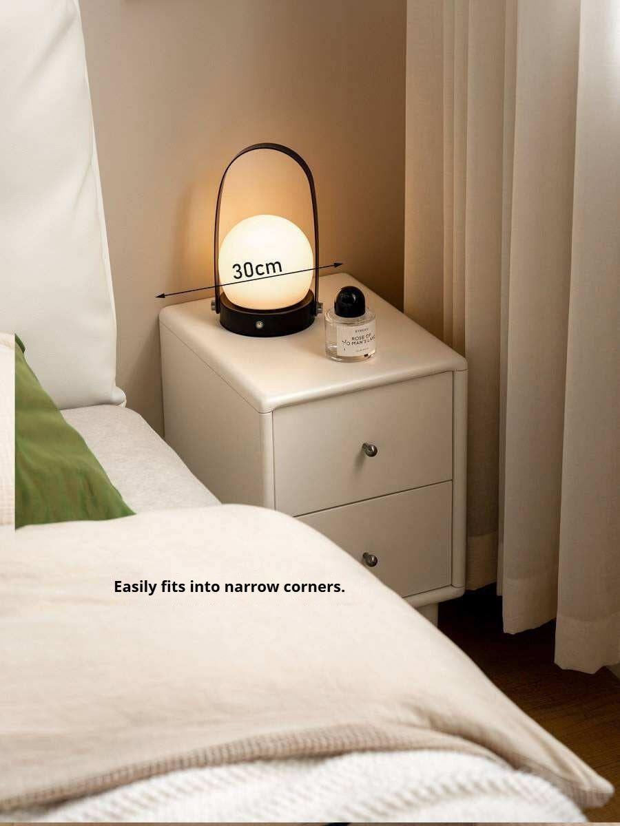 Solid RubberWood White Cream Style Nightstand