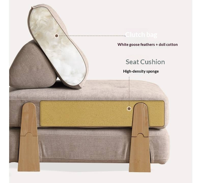 Armless Folding Sofa Bed with Wood Legs
