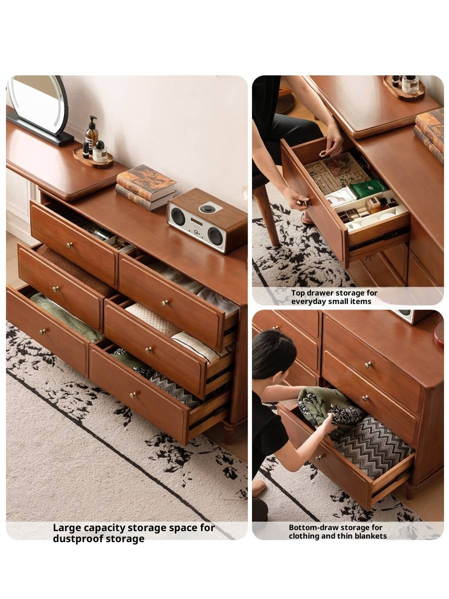 Poplar Solid Wood French Retro Style Dressing Table