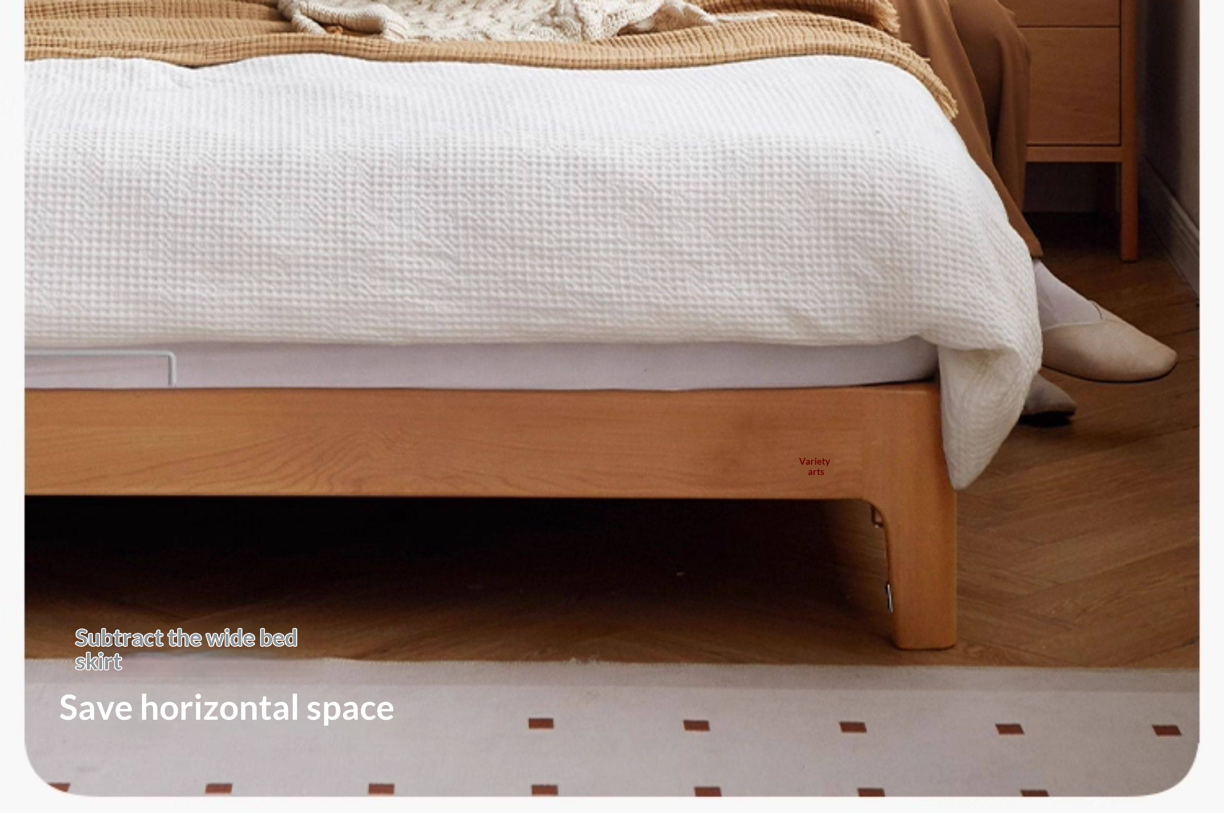 Beech Solid Wood Upholstered King Bed — Soft Headboard with Fabric Upholstery