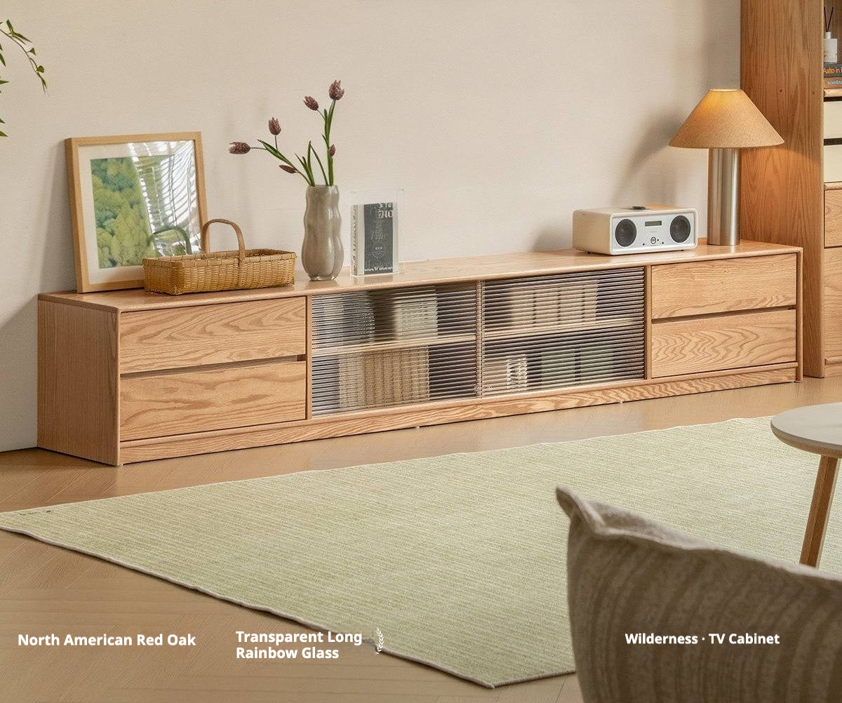 Solid RubberWood, Oak Solid Wood TV Cabinet Floor Combination