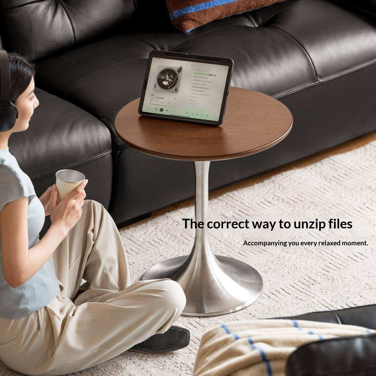 Ash Solid Wood Round Side Table, Bauhaus Style