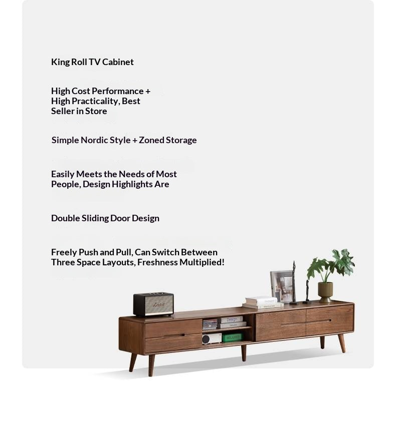 Oak, Rubberwood, Beech Solid Wood TV Stand Sliding Door.