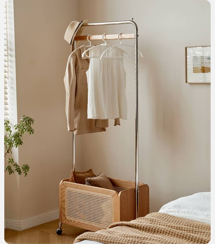 Rubberwood, Oak Solid Wood Rattan Woven Hanger