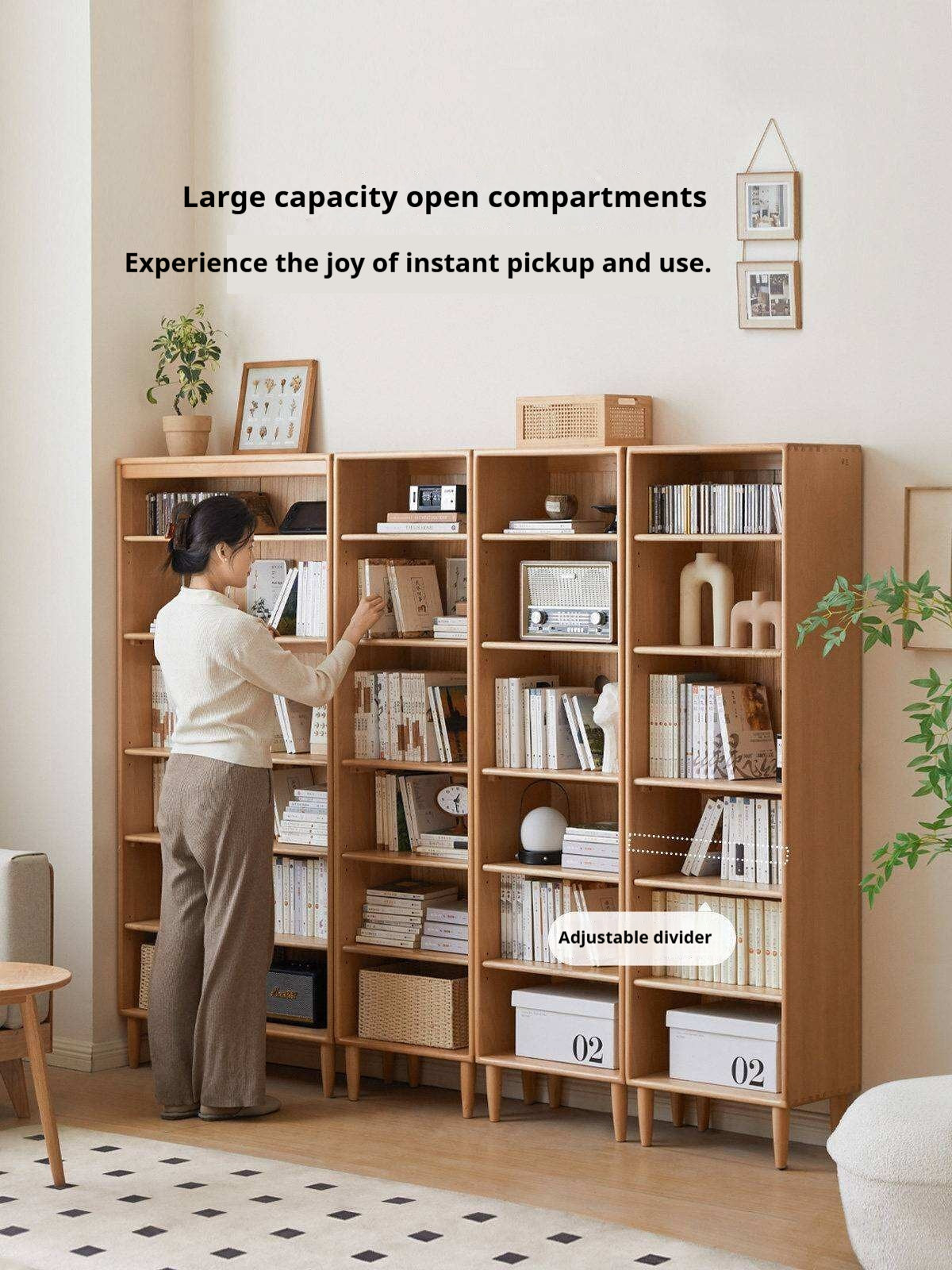 Beech Solid Wood Bookshelves Storage Shelf