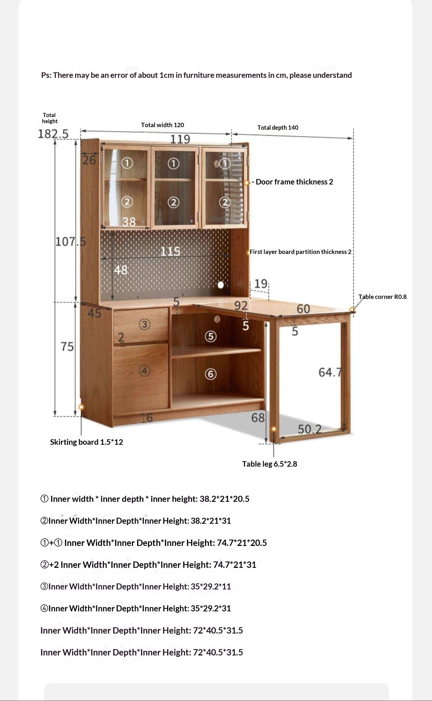 Oak Solid Wood Desk Bookcase Integrated Corner Office Table