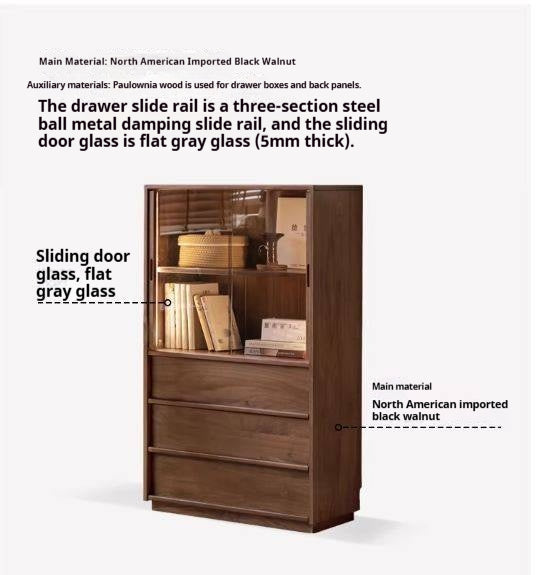 Oak, White oak, Black Walnut Solid Wood Wabi-Sabi Style Floor Side Cabinet.