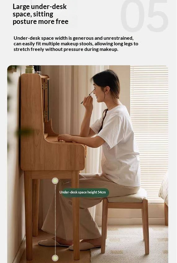 Solid RubberWood Extendable Modern Vanity Table