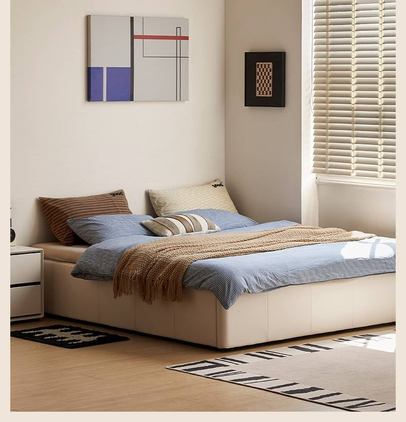 Eco-Cloud Leather Box Platform Bed, Headboard-Free Bed