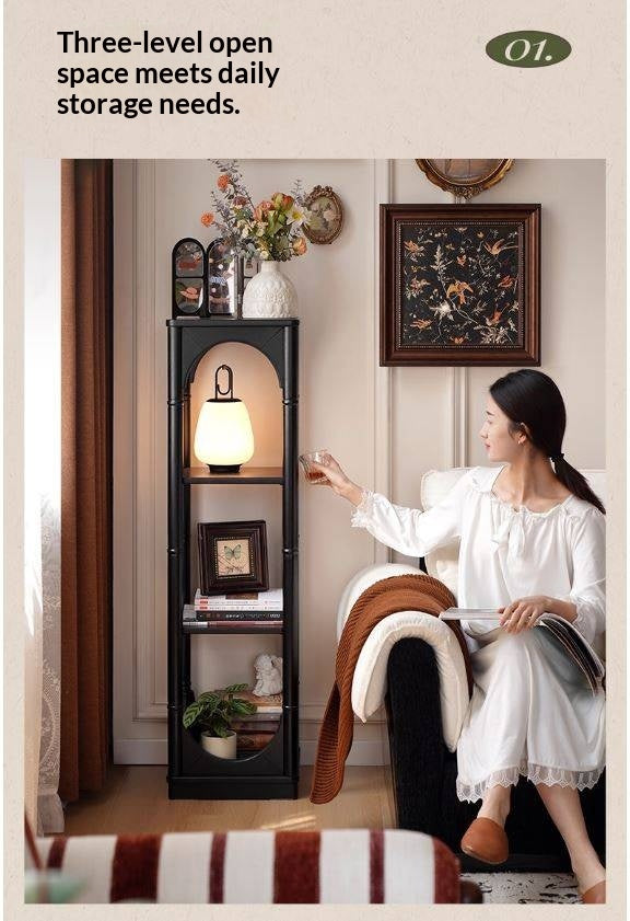 Solid Rubberwood, Tulipwood Solid Wood French Retro Corner Bookcase