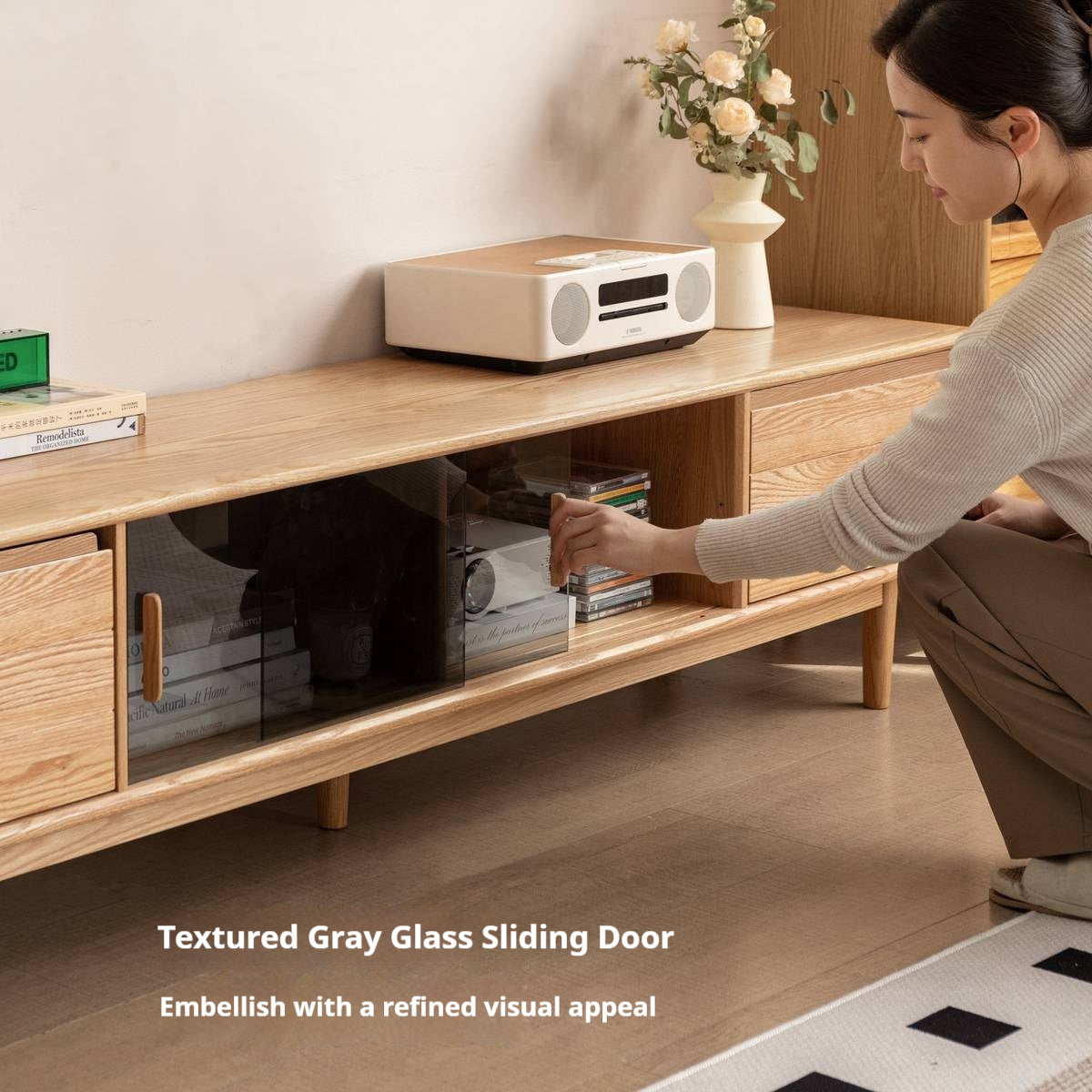 Oak Solid Wood Modern TV Cabinet