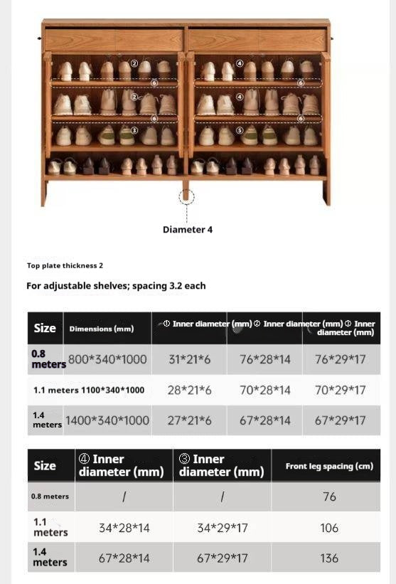 Cherry Solid Wood Modern Shoe Cabinet