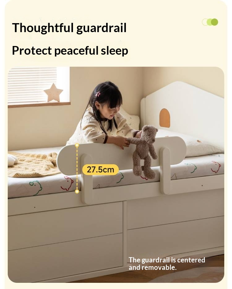 Rubberwood Solid Wood Children's White Storage Box Bed