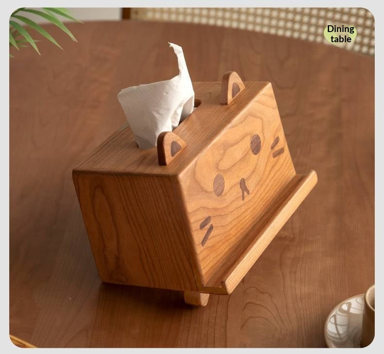 Cherry Solid Wood Tissue Box with Clean Minimal Design