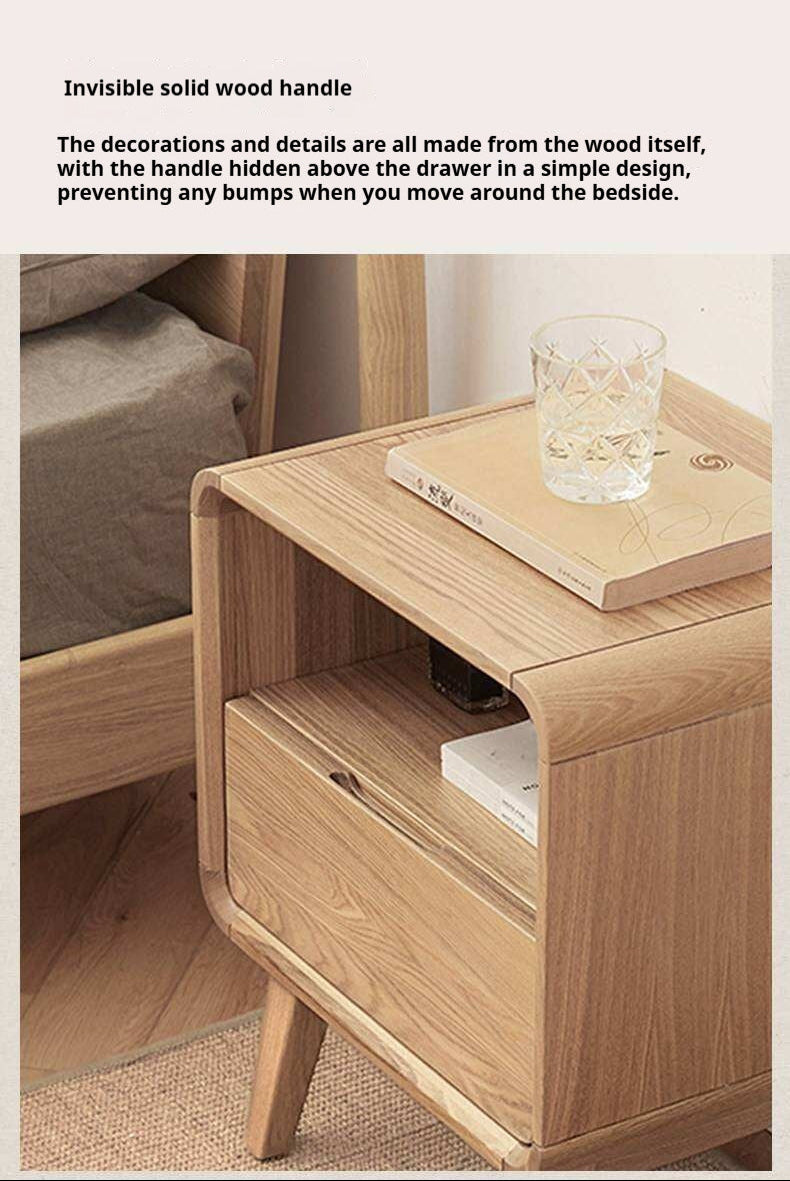 Ash Solid Wood Storage Modern Nightstand