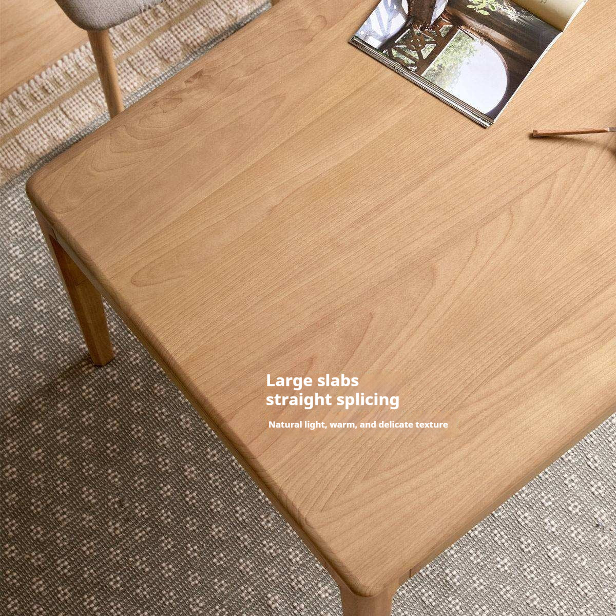 Oak Solid Wood Dining Table with Rectangular Top and Clean Lines