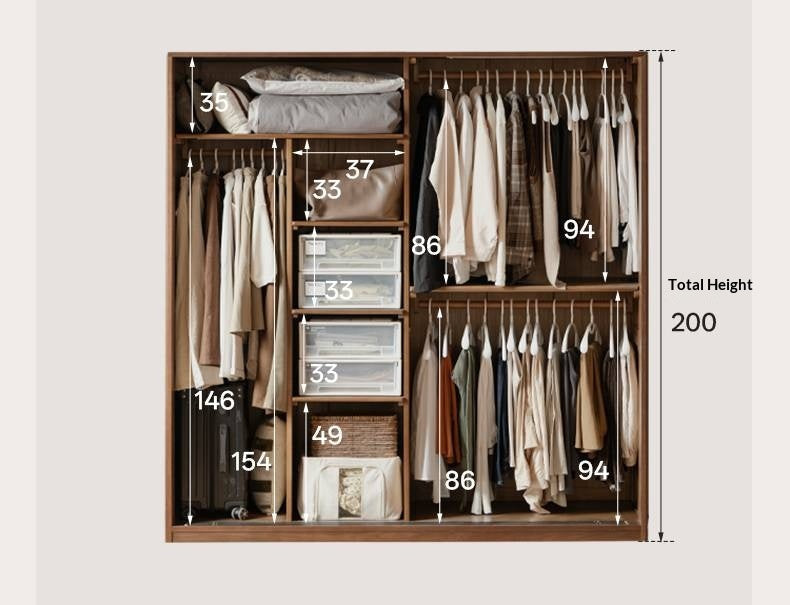 Oak Solid Wood Modern Style Wardrobe