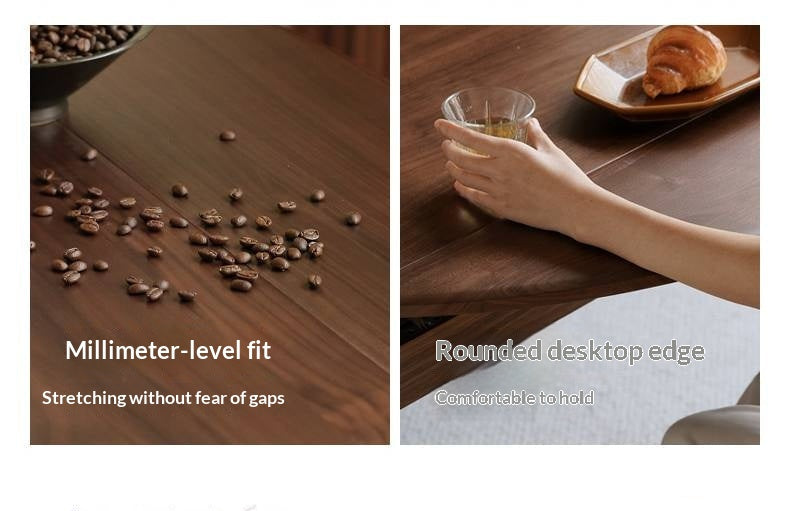 Black Walnut Solid Wood Retractable Round Dining Table