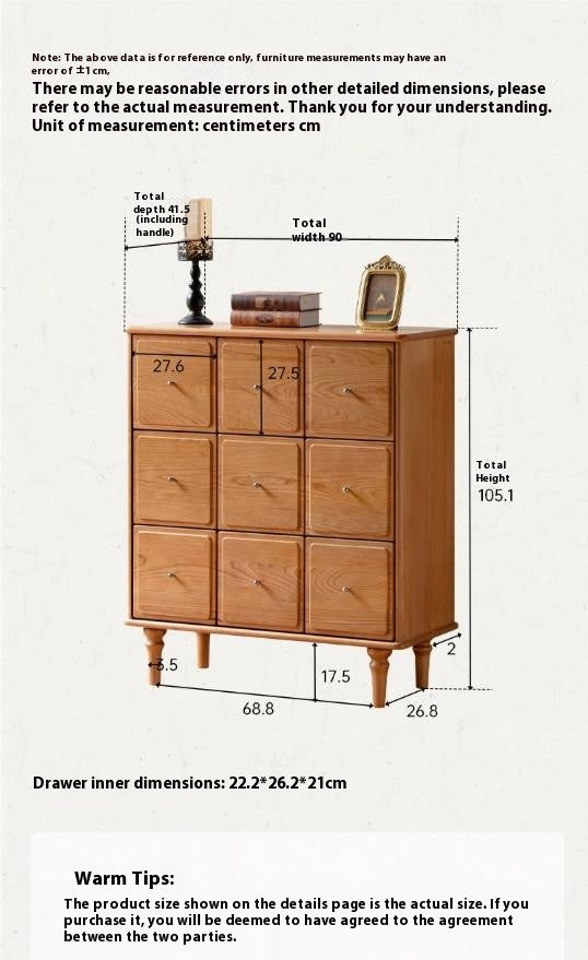 Cherry Solid Wood Retro Nine Bucket Cabinet