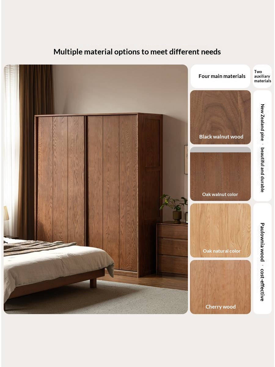 Oak Solid Wood, Solid RubberWood  Modern Style Wardrobe