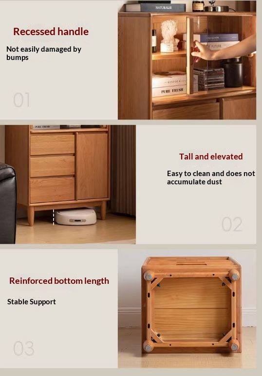 Cherry Solid Wood Mid-range Style Side Cabinet.