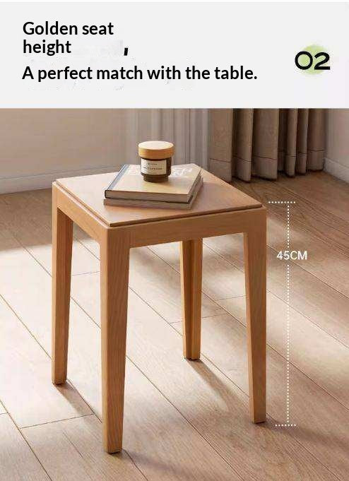 Beech Solid Wood Stackable Stool with Nordic Minimalist Design