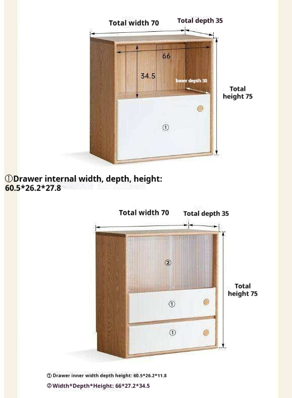 Oak, Beech Solid Wood Cream Style Module Combination Bookcase