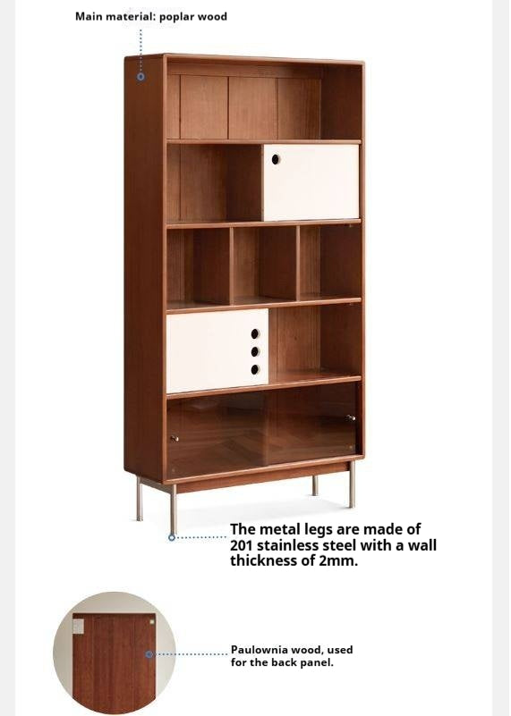 Poplar, Cherry Solid Wood Ancient Style Bookcase