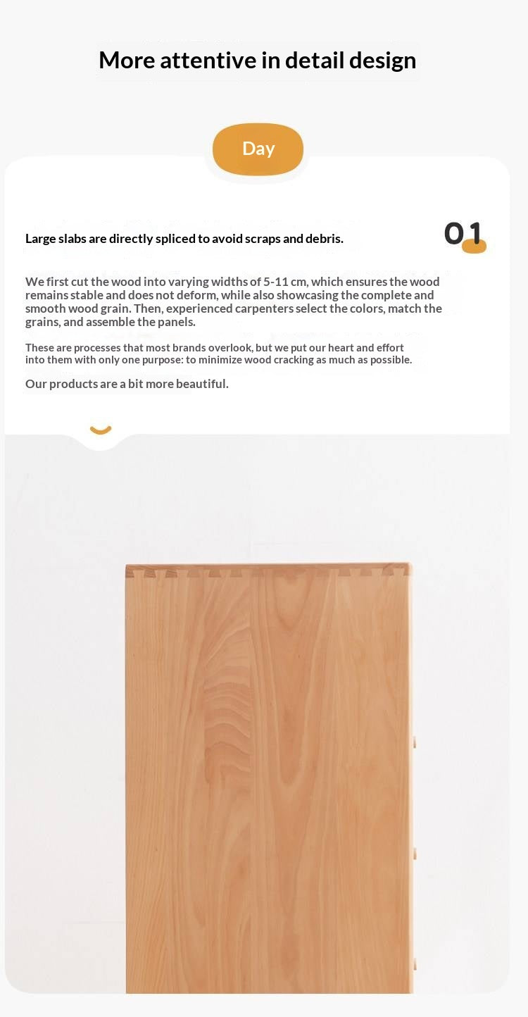 European Beech Solid Wood Storage Side Cabinet Combination