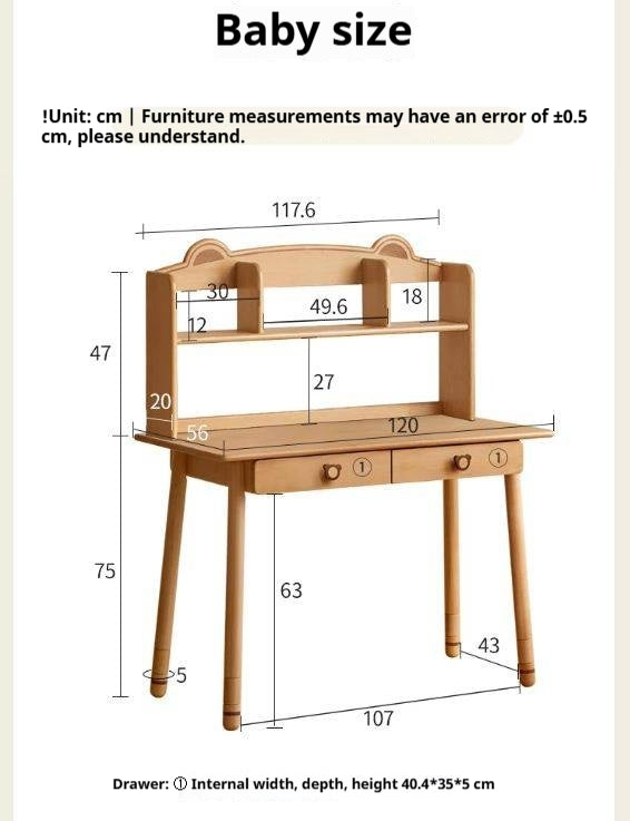 Beech Solid Wood Kids Study Table