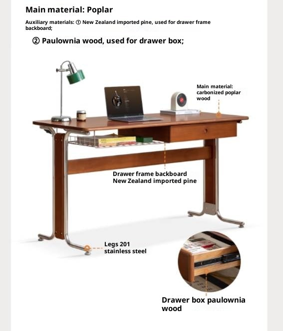 Poplar Solid Wood Bauhaus Style Office Desk