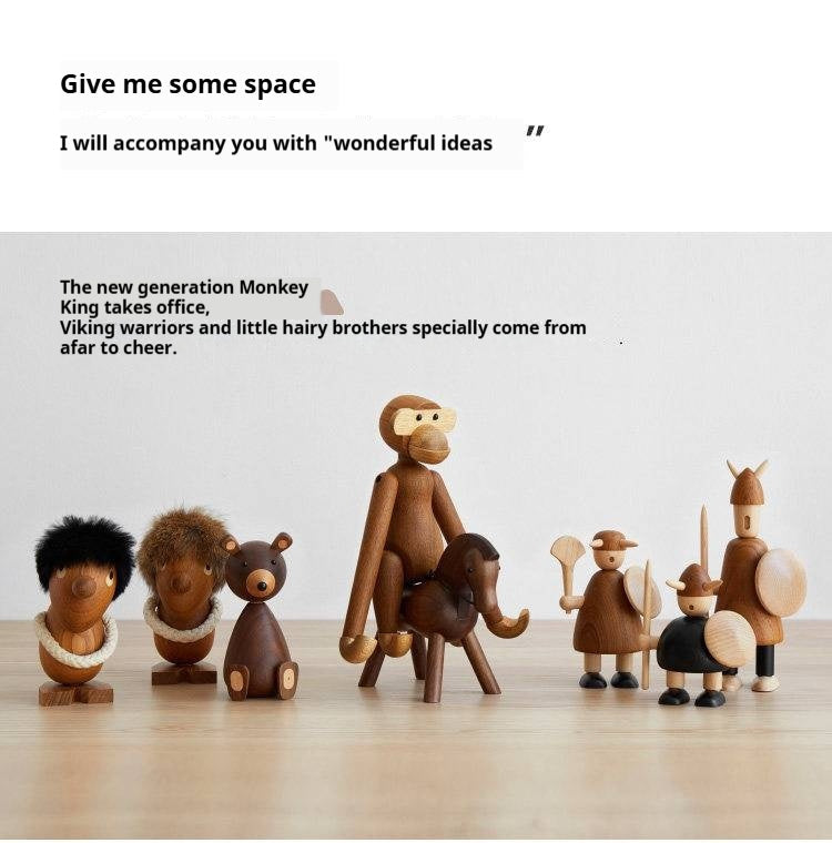 Black Walnut Solid Wood Nordic Style Animal Figurines for Wall Hanging