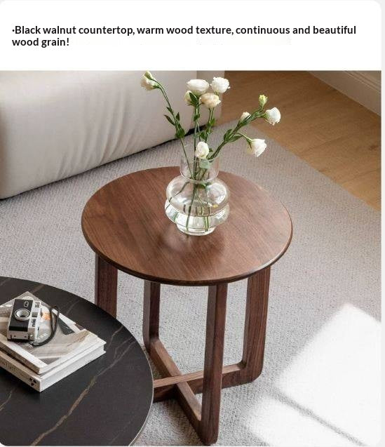 Black Walnut Solid Wood Combination Coffee Table Rock Surface
