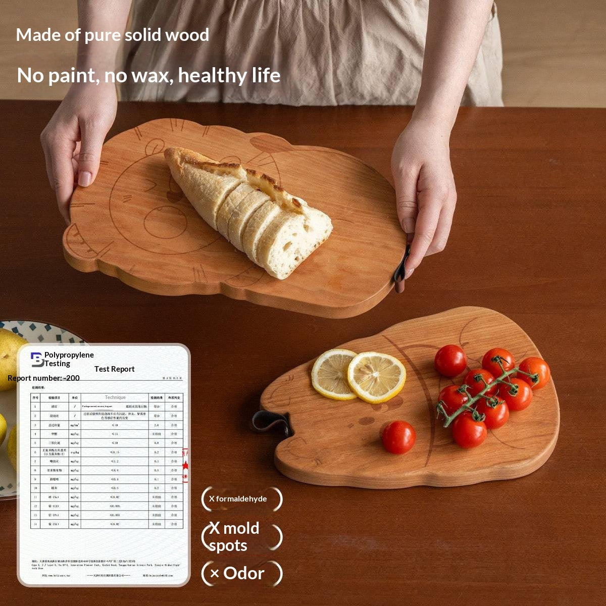 Cherry Solid Wood Pet-Shaped Cutting Board and Baby Food Plate