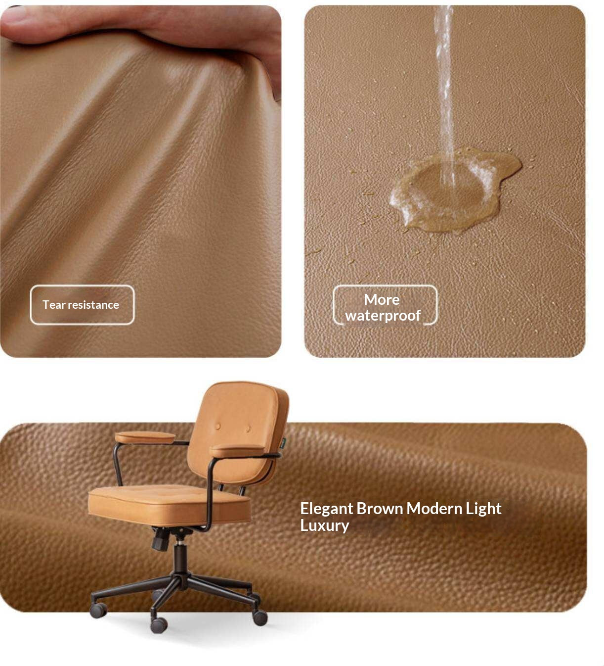Leather Swivel Office Chair with Armrests