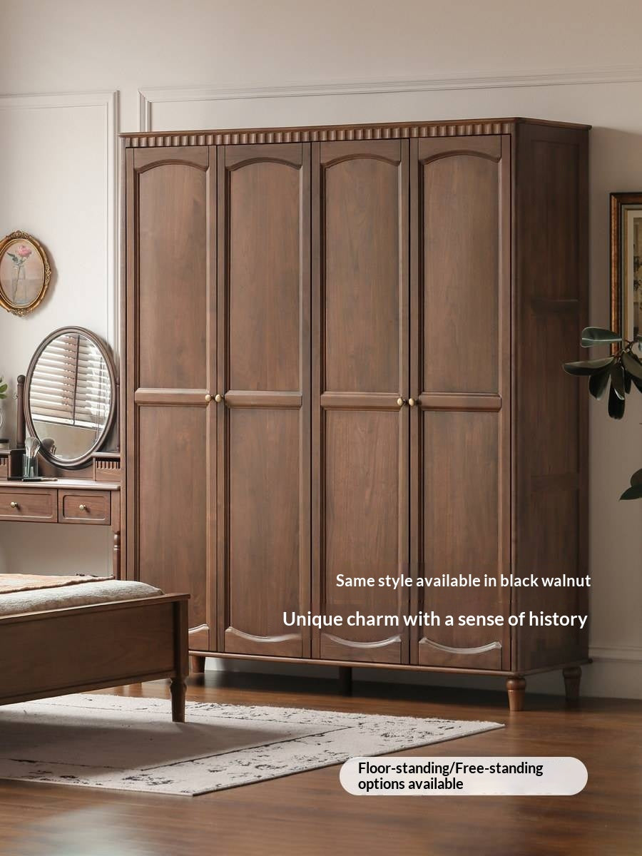 Ash Solid Wood Traditional 4-Door Armoire with Raised Panel Doors and Crown Molding