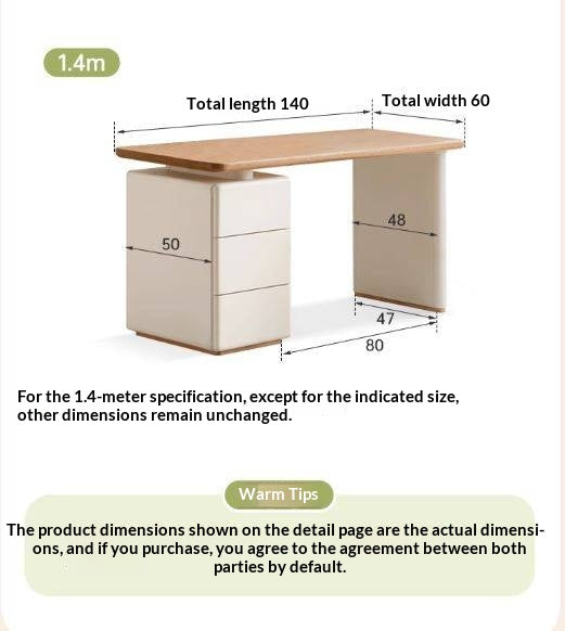 Oak Solid Wood Desk With Lower Cabinet