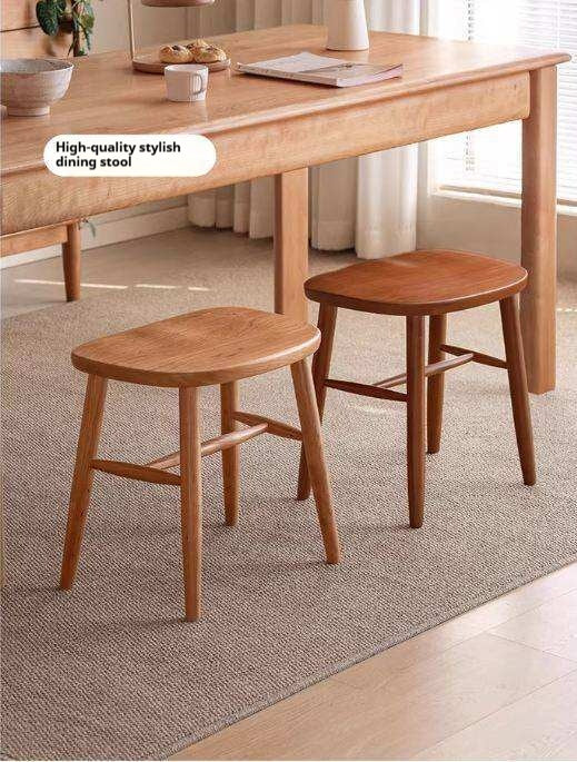 Cherry, Beech Solid Wood Retro Makeup Stool