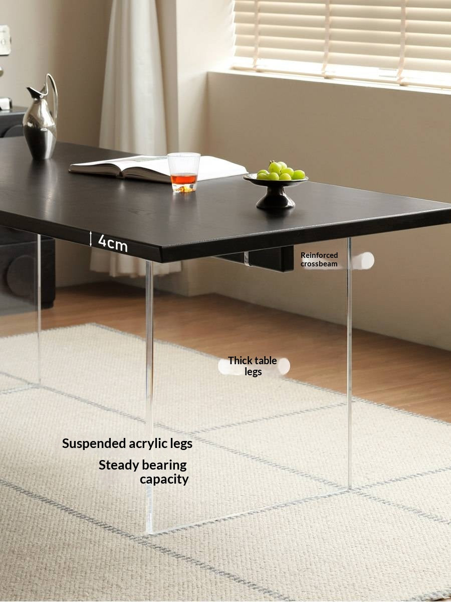 Ash Solid Wood Suspended wabi-sabi style black Dining Table