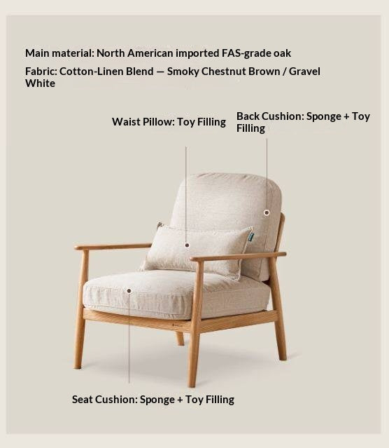 Oak Solid Wood Scandinavian Casual armChair