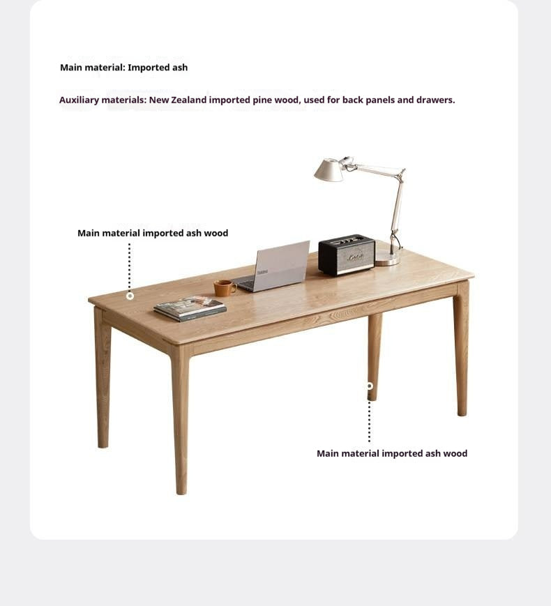 Ash Solid Wood Modern Minimalist Office Desk