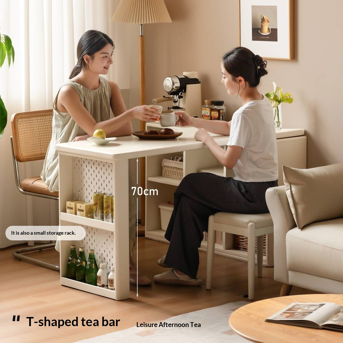 Rubberwood Solid Wood Cream Style Office Desk