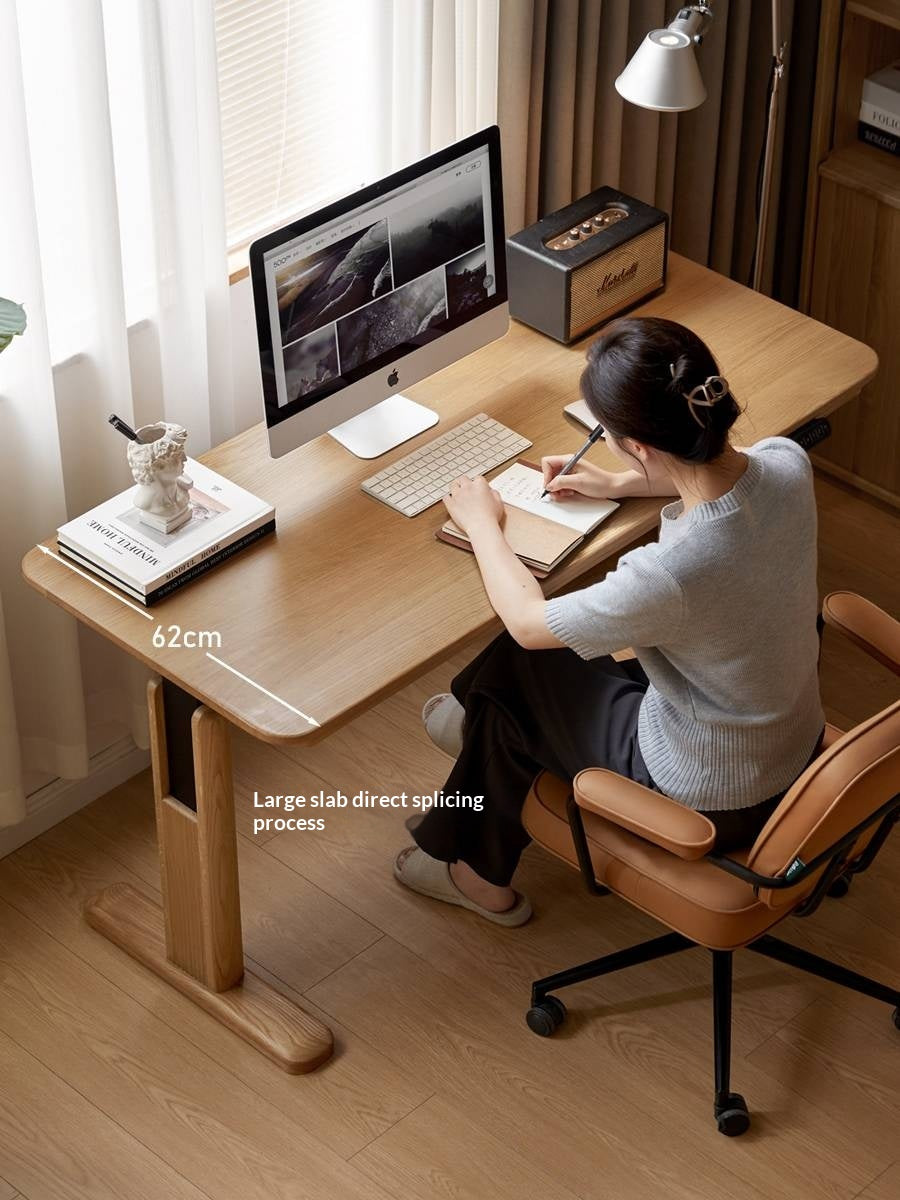 Oak Solid Wood Electric Lift Office Desk