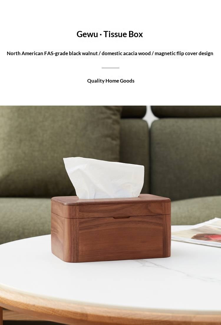 Black Walnut, Acacia Solid Wood Nordic Tissue Box
