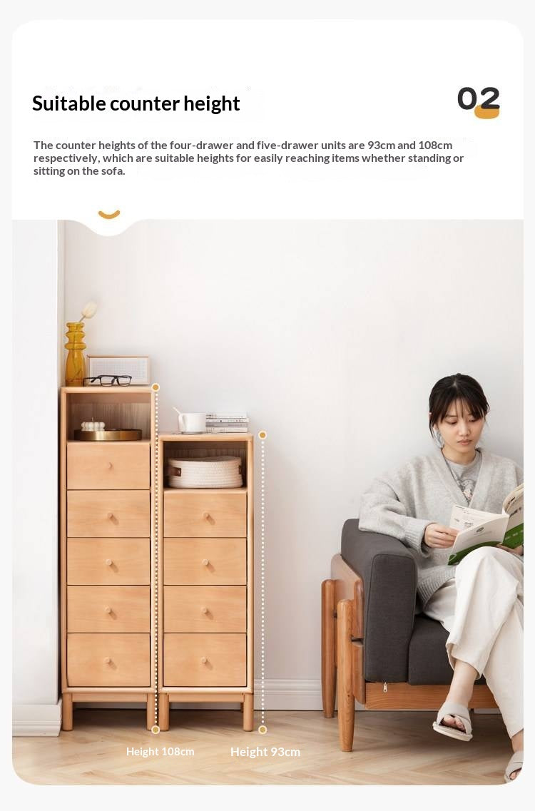 European Beech Solid Wood Storage Side Cabinet Combination
