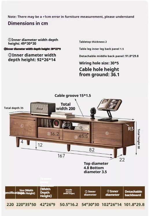 Black Walnut Solid Wood Modern Simple TV Cabinet.