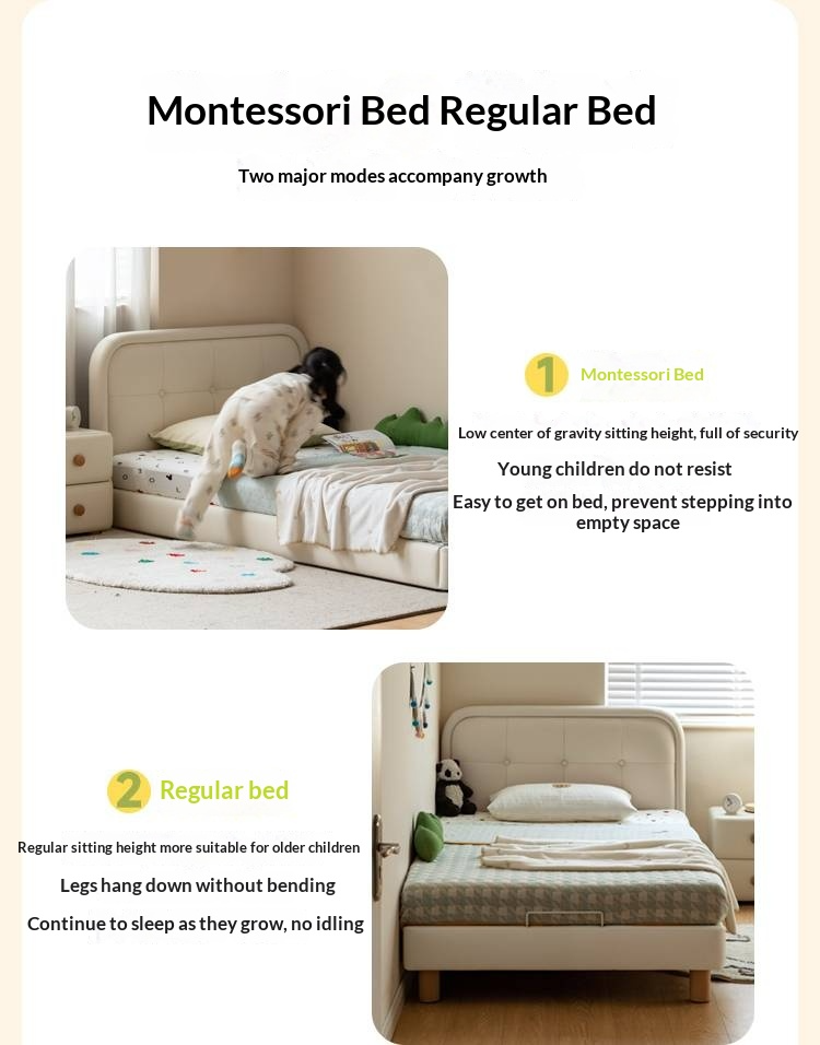 Organic Leather Children's Soft Bag High Headboard Single Bed