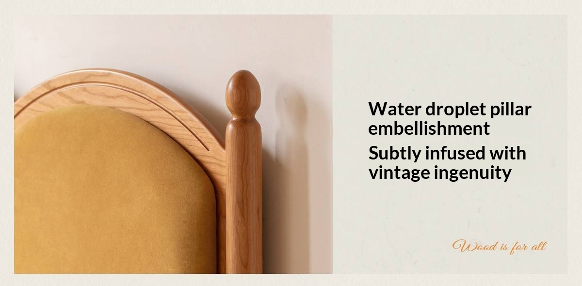 Cherry Wood Solid Wood French Country Bed with Scalloped Arch Panel Headboard